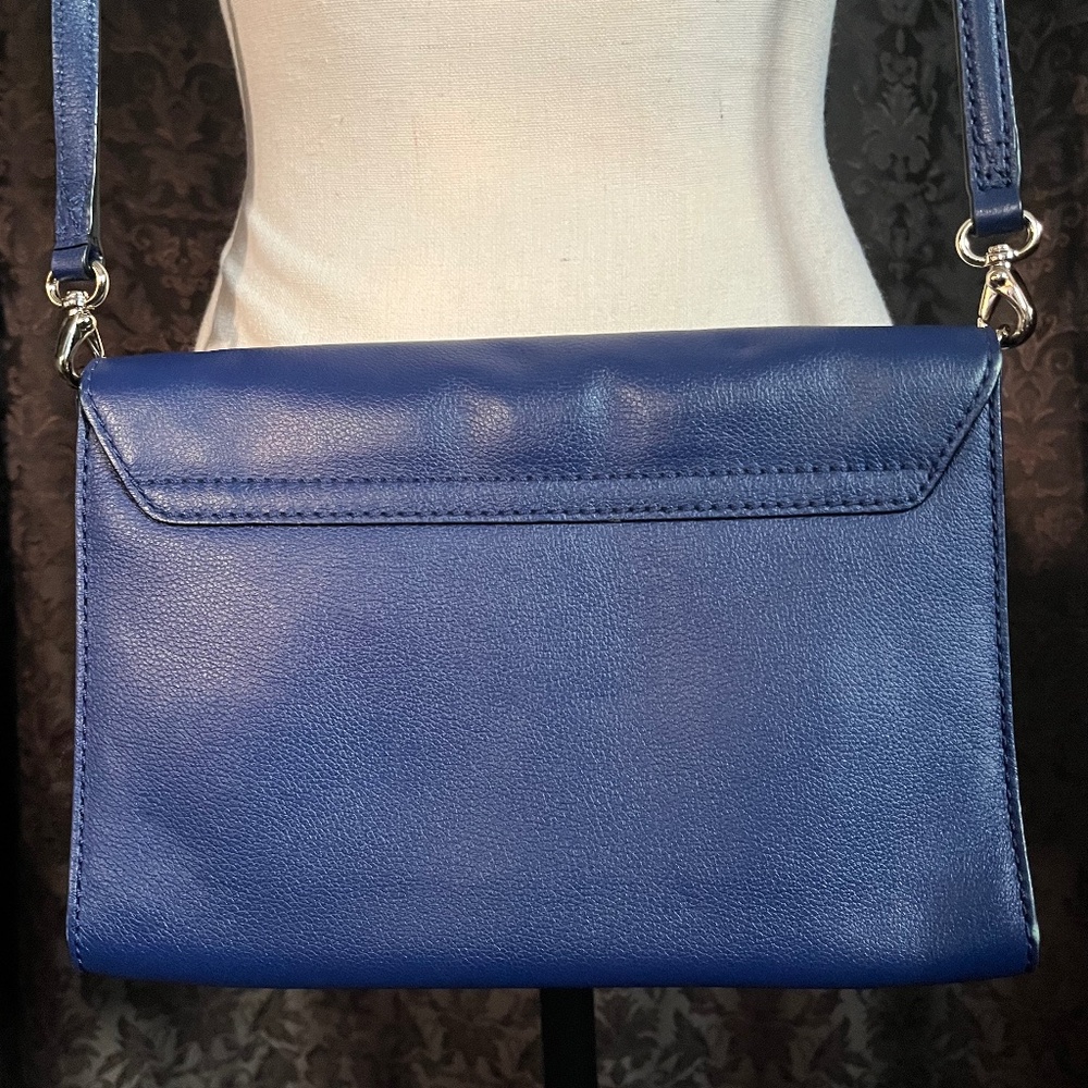 Kate Spade Bright Navy Blue Leather Magnetic Buckle Flap Crossbody Bag  NWOT - Picture 2 of 11